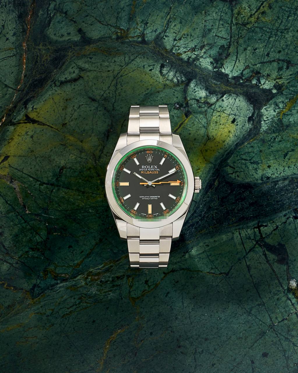 Rolex Milgauss Green Sapphire Black Dial 116400GV 