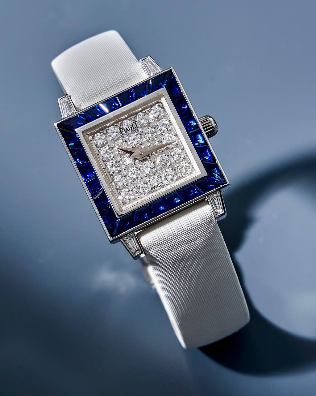 Piaget Pave Diamond Dial White Gold and Sapphire Bezel 5072