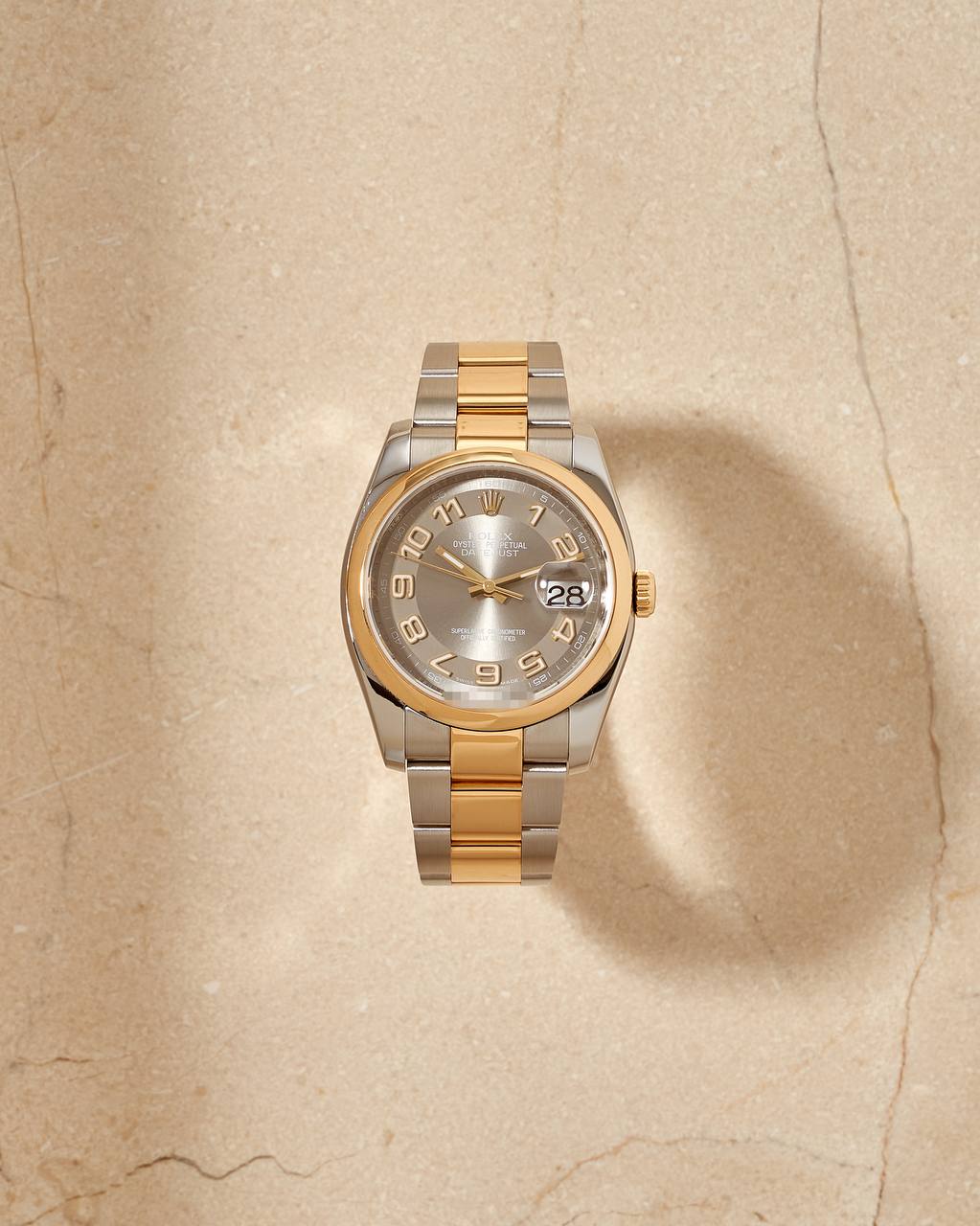 Rolex Datejust 36 mm Steel&Gold Grey Concentric Dial 116203