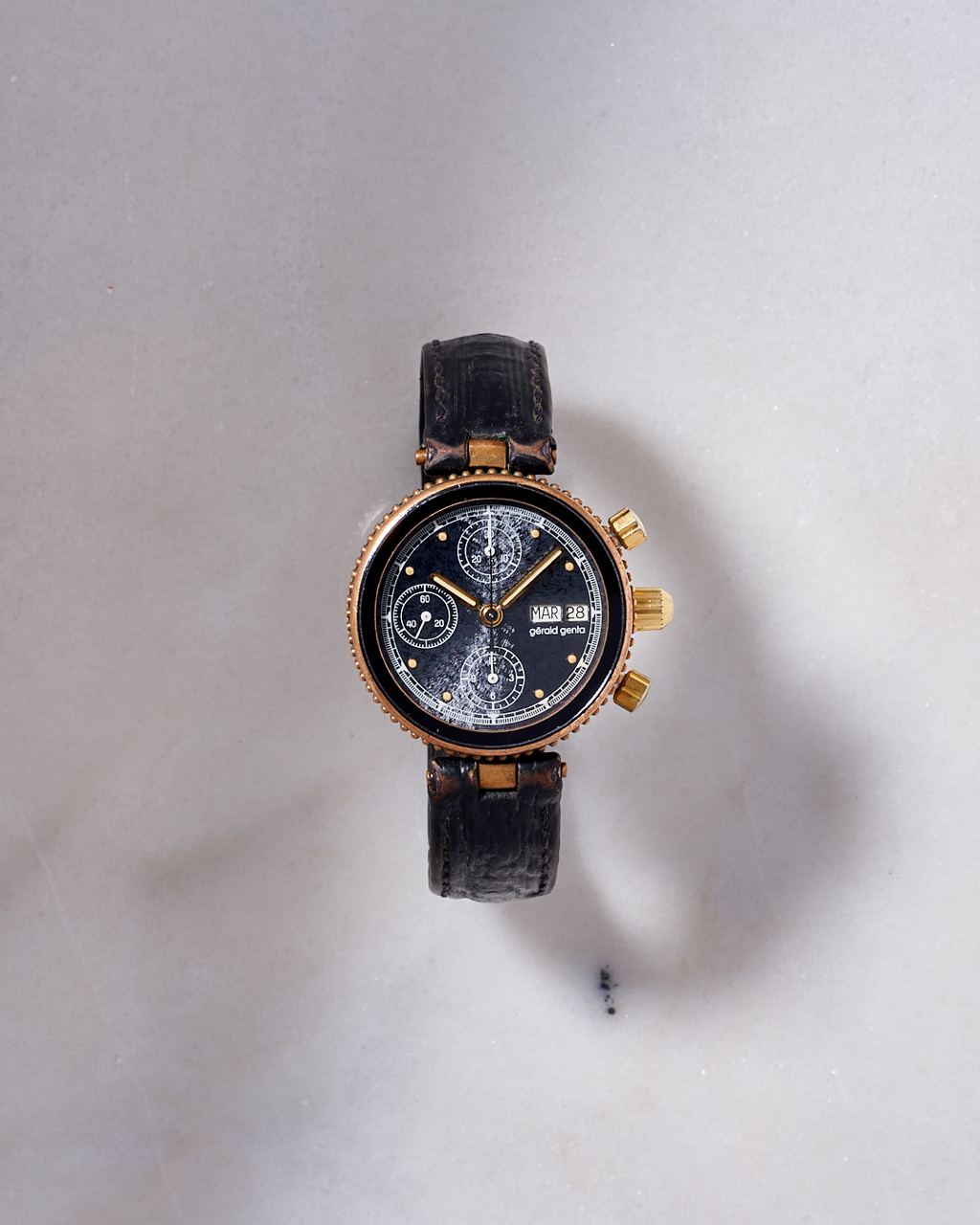 Gerald Genta Gefica Safari Bronze Chronograph Black MOP Dial
