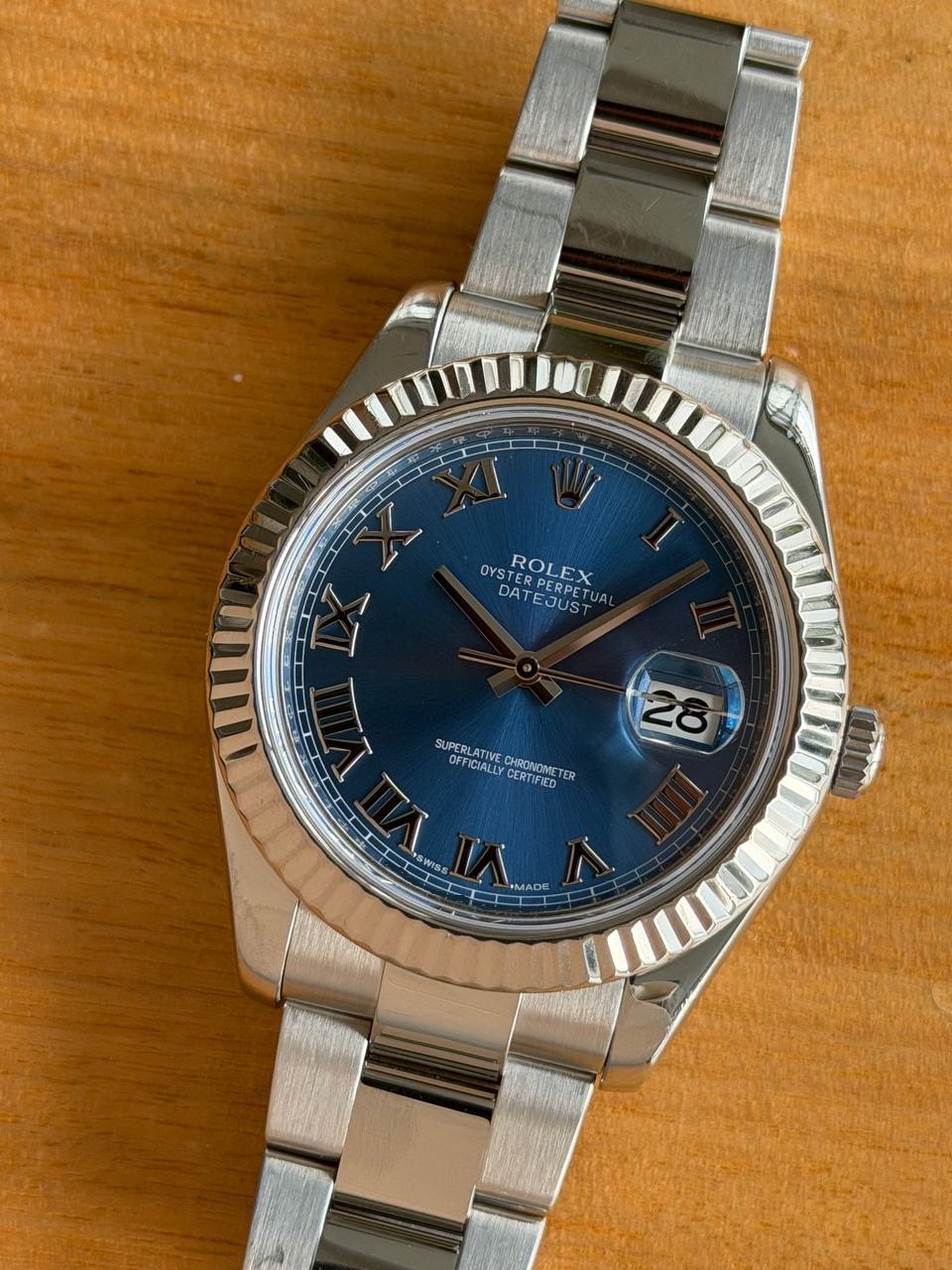 Rolex Datejust II 41mm Blue Romain Dial 116334