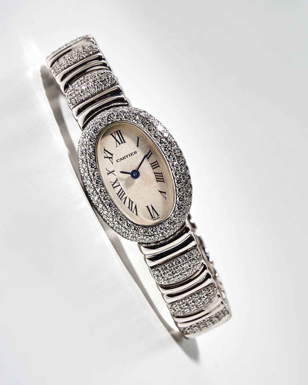 Cartier Baignoire 2369 White Gold Aftermarket Diamonds