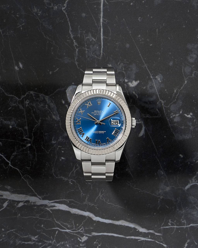 Rolex Datejust II 41mm Blue Romain Dial 116334