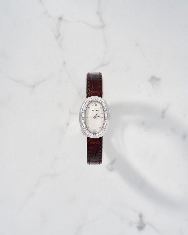 Cartier Montre Baignoire White Gold Diamond Vintage Ladies 1961