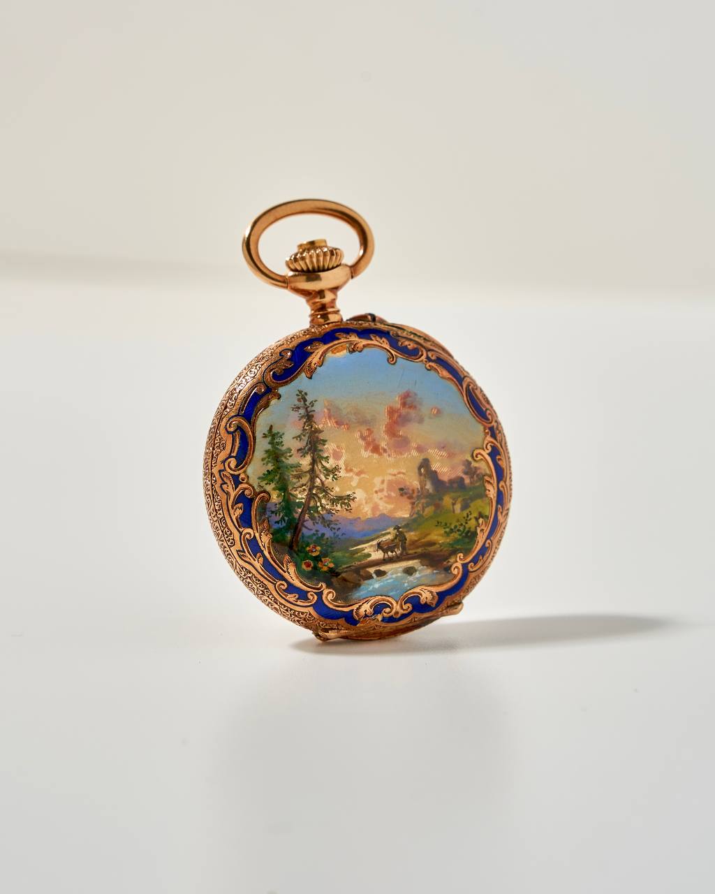 Adrien Gindrat Gold and Enamel Pocket Watch