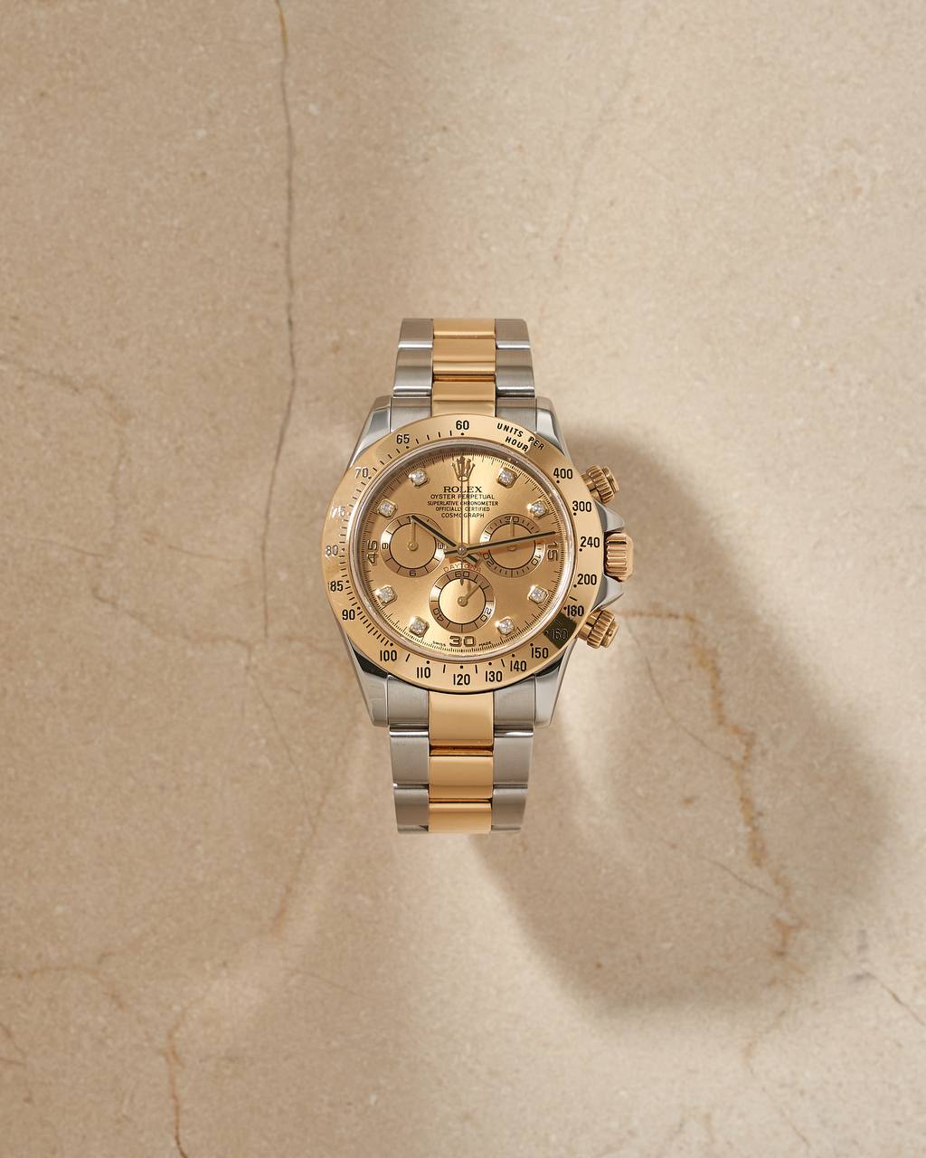 Rolex Cosmograph Daytona 40mm Champagne Diamond Dial 116523 M Series