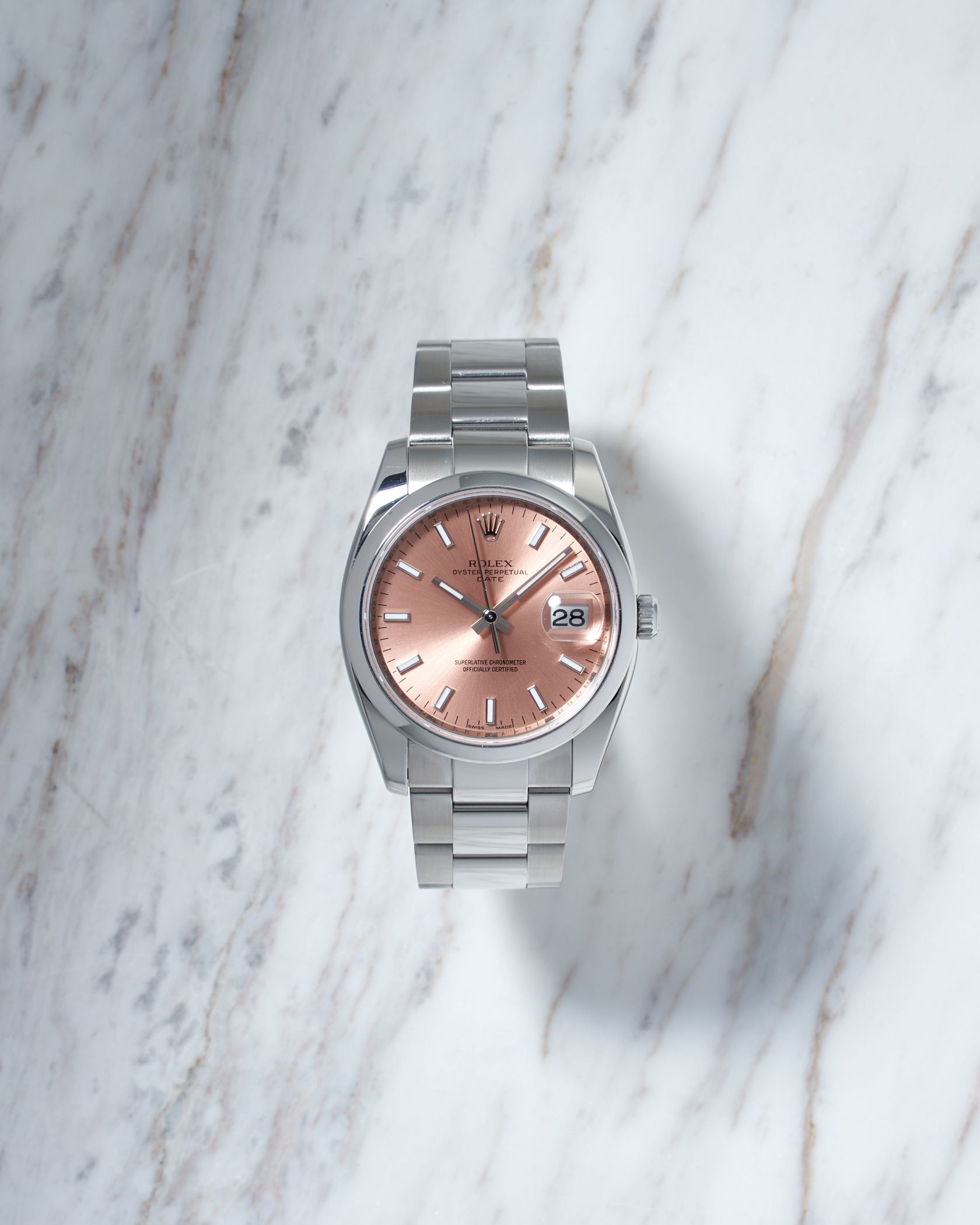 Rolex Oyster Perpetual Date Salmon Pink Dial 34mm M Series