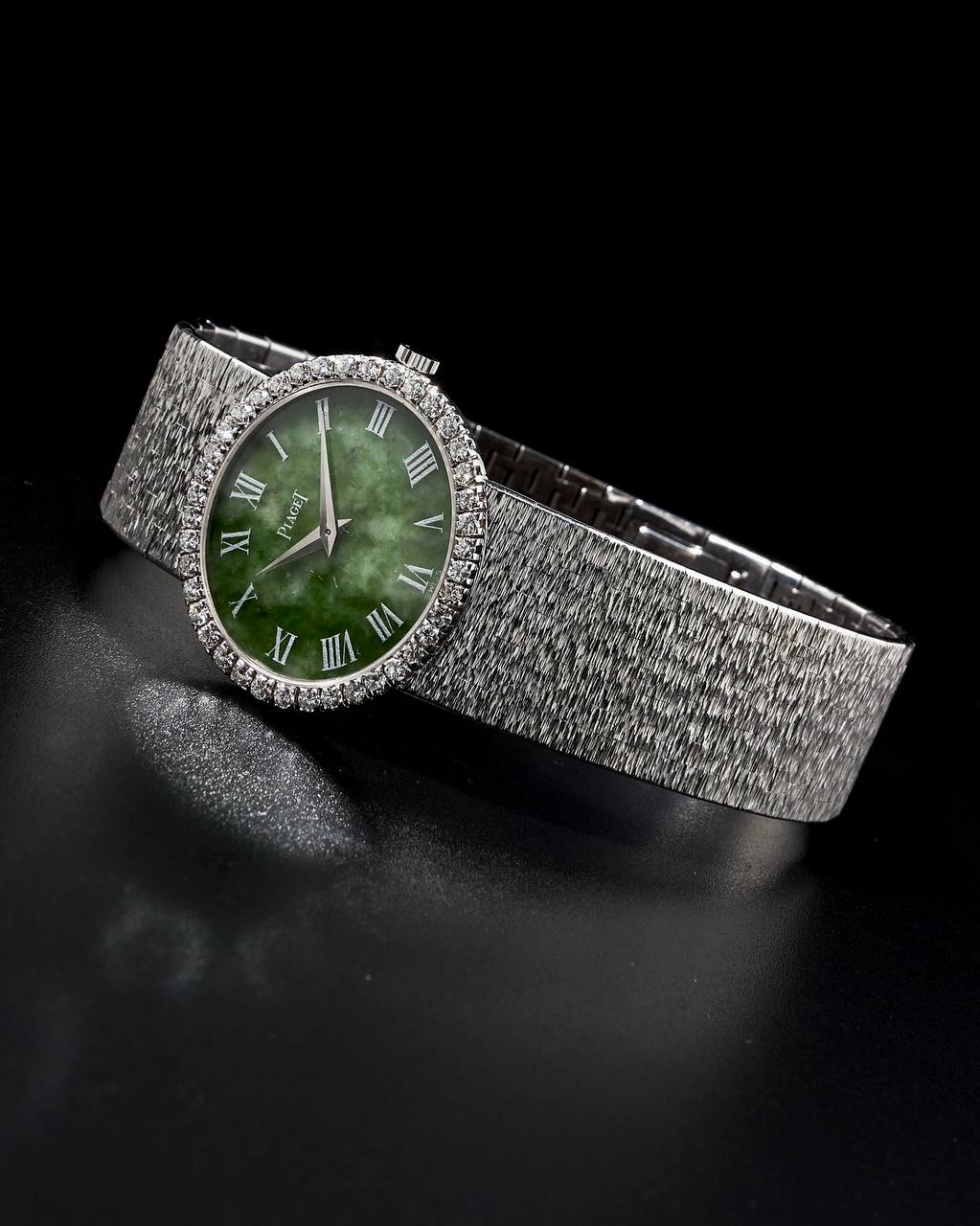 Piaget Jadeite Dial and Diamonds Bezel White Gold 9806