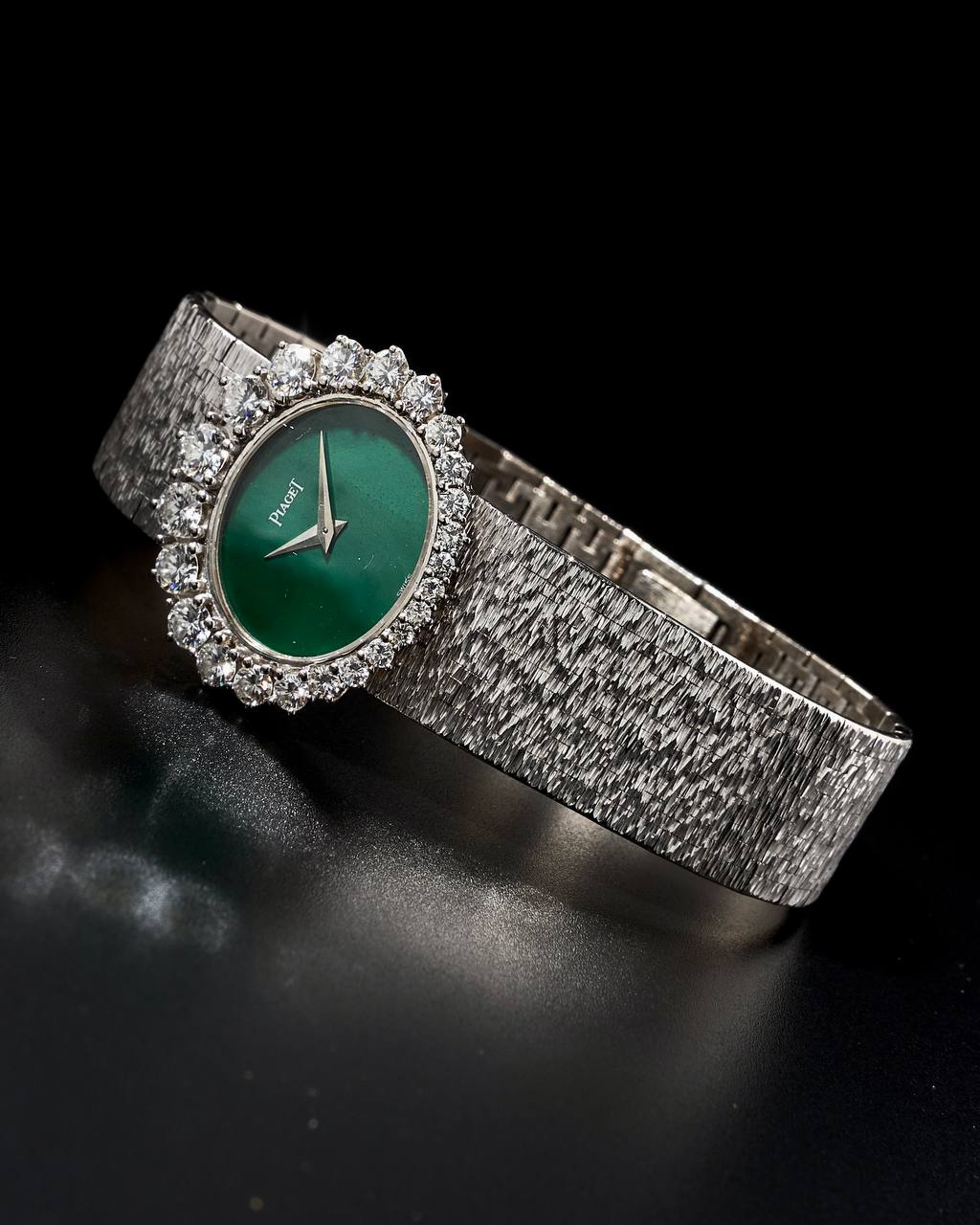 Piaget Jadeite Dial and Diamonds Bezel White Gold 9388