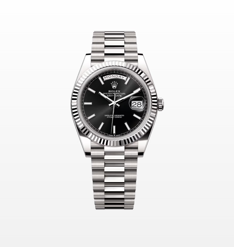 Rolex Day-Date 40mm President White Gold Black Dial 228239 