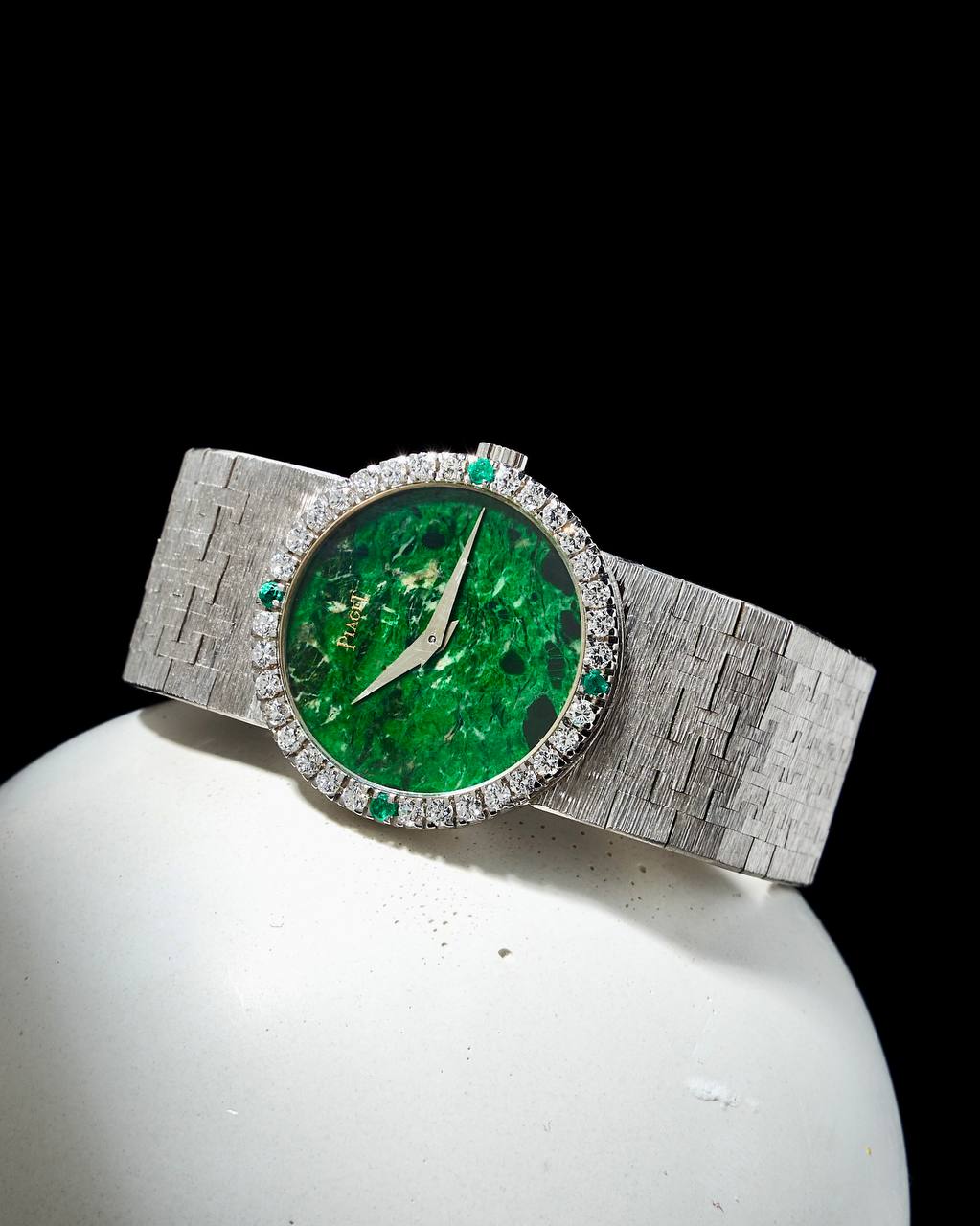 Piaget Vintage Jade Dial 9706 White Gold