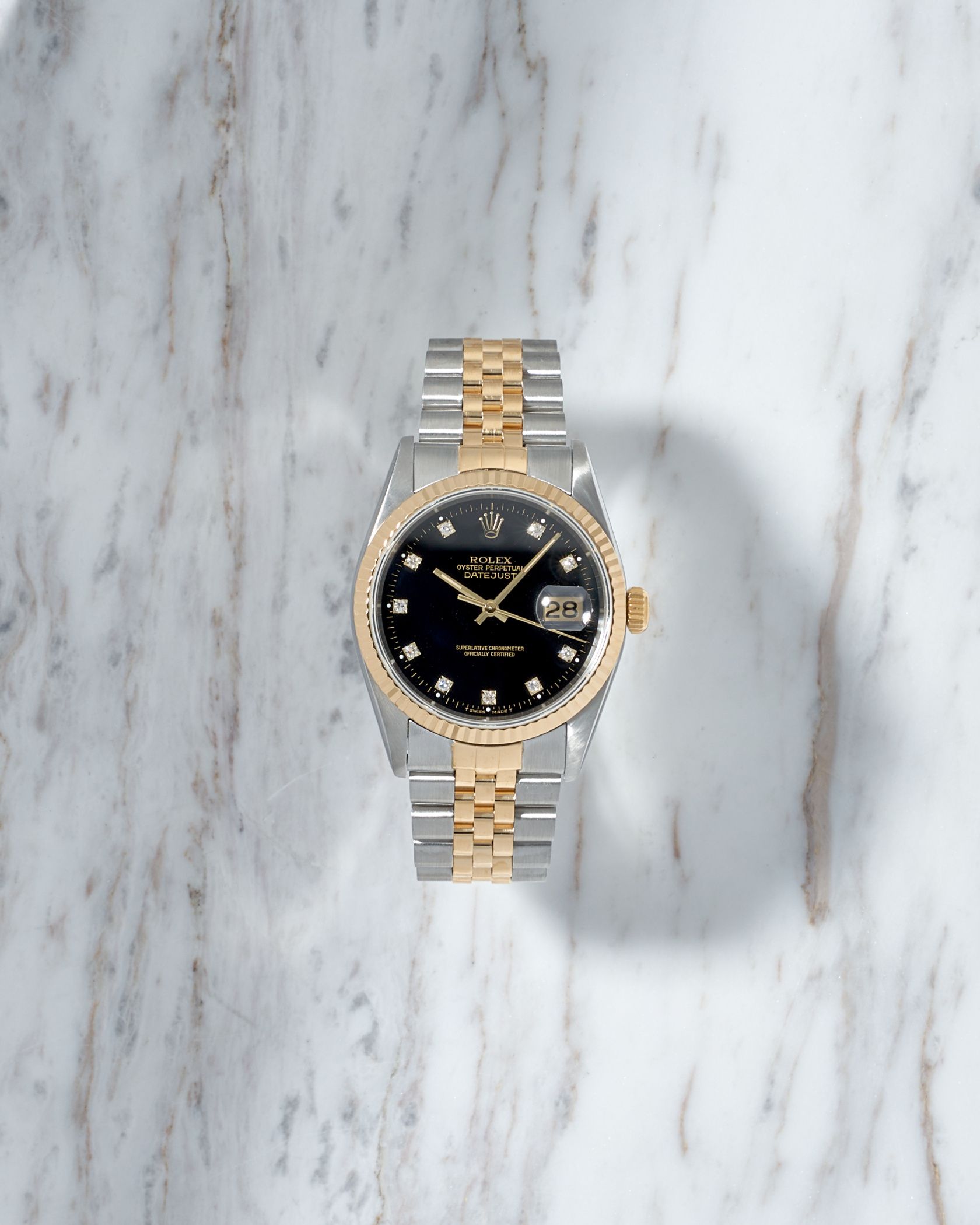 Rolex Datejust 36mm Black Dial with Diamonds S Series