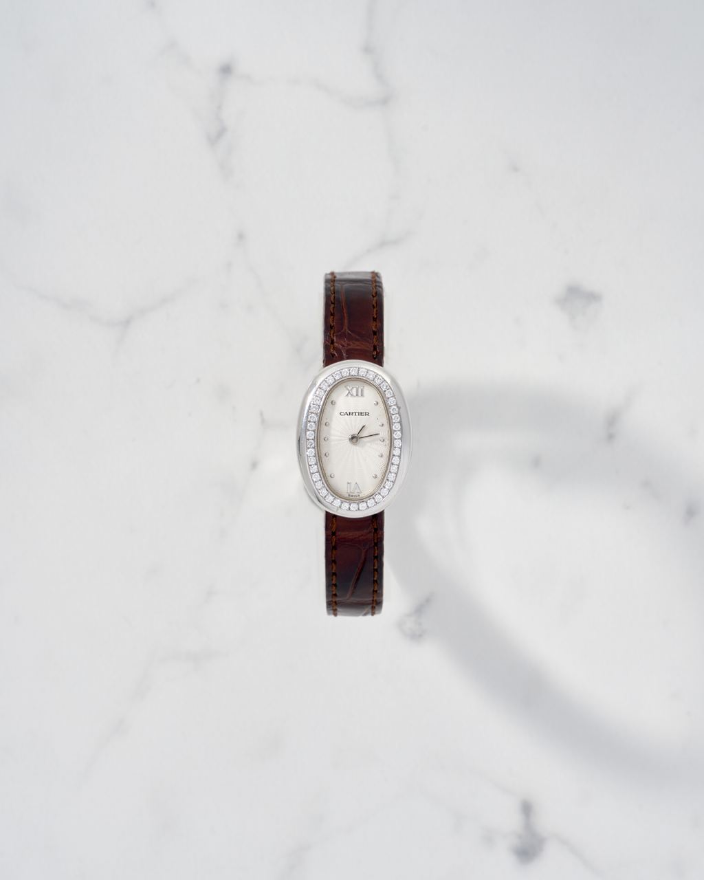 Cartier Montre Baignoire White Gold Diamond Vintage Ladies 1961