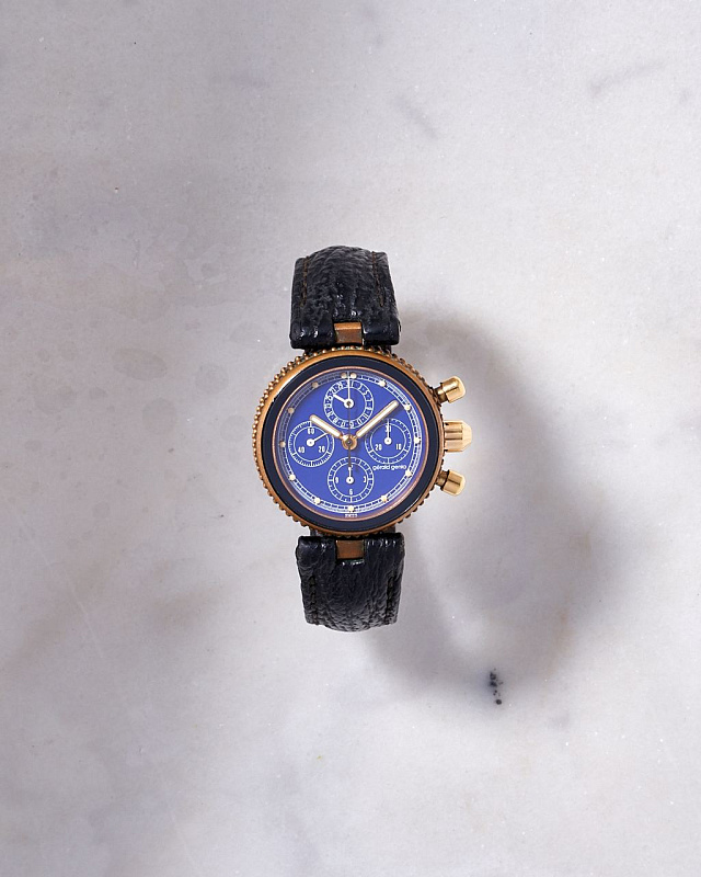 Gerald Genta Gefica Safari Bronze Chronograph Blue Dial