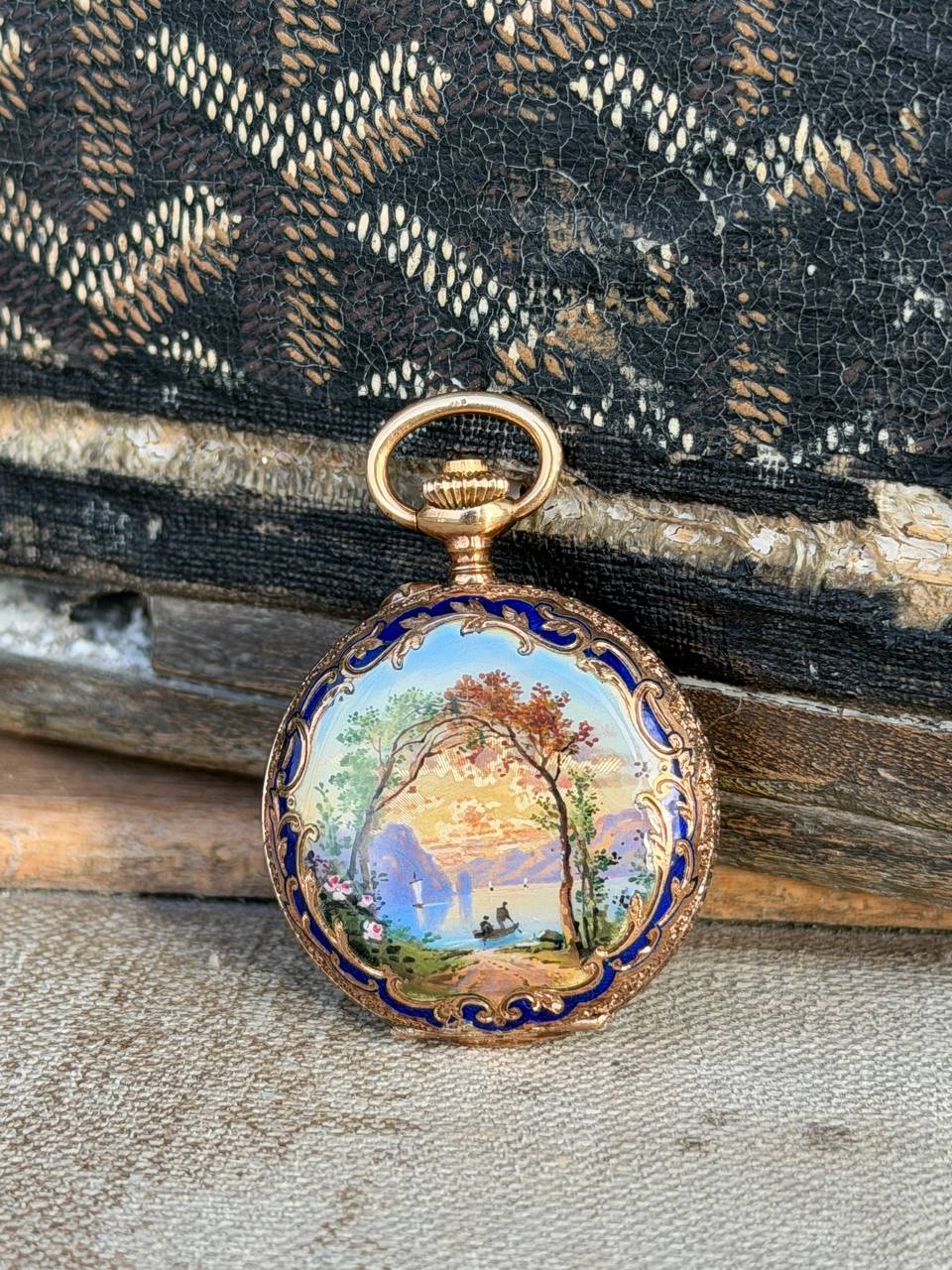Adrien Gindrat Gold and Enamel Pocket Watch