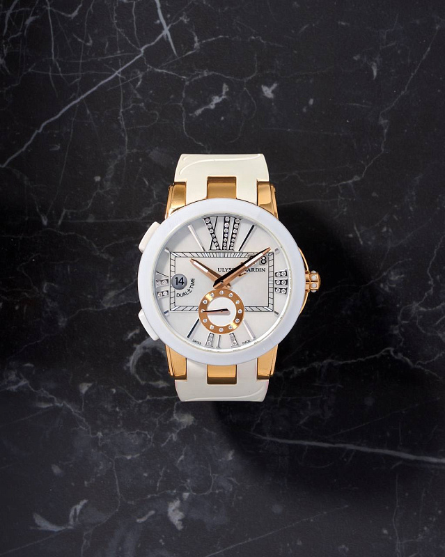 UN Functional Executive Dual Time Lady Rose Gold & Ceramic MoP